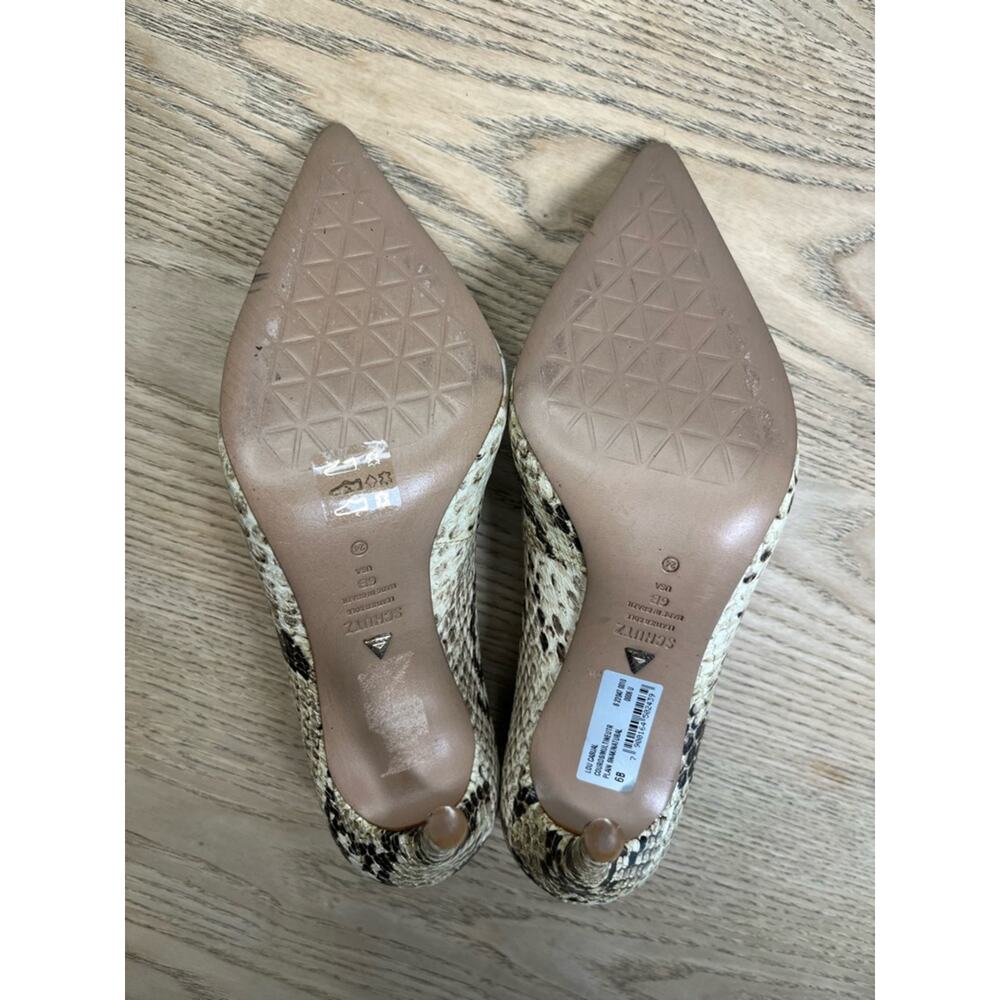 Schutz Lou Snake Print Pointed Toe High Heel Pump in Natural Women’s Size 6 - Picture 8 of 9